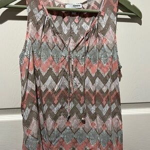Sonoma Women's Chevron Patterned Top - Peach and Brown